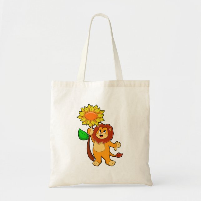 Bolso De Tela León con flor girasol (Frente)
