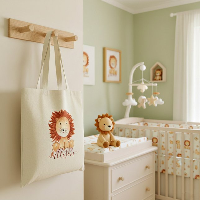 Bolso De Tela León dibujado a mano con niños personalizados en u (Subido por el creador)