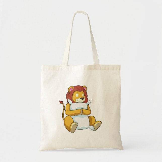 Bolso De Tela León durmiendo con almohada (Frente)