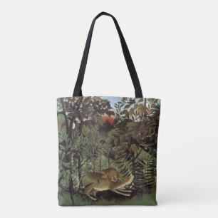 Bolso De Tela León hambriento de Henri Rousseau, animal salvaje 