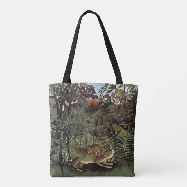 Bolso De Tela León hambriento de Henri Rousseau, animal salvaje  (Reverso)