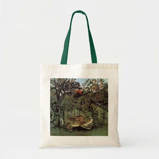 Bolso De Tela León hambriento de Henri Rousseau, animal salvaje  (Frente)