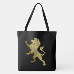 Bolso De Tela León Real Dorado sobre Negro