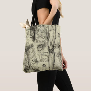 Bolso De Tela Leonardo da Vinci Anatomía Humana Vintage Larynx L