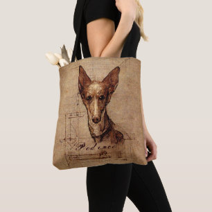 Bolso De Tela Leonardo Da Vinci Estilo Podenco Dog Tote
