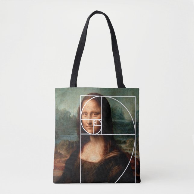 Bolso De Tela Leonardo da Vinci Mona Lisa Fibonacci Sequence (Anverso)