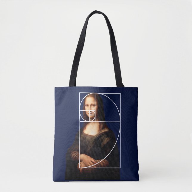 Bolso De Tela Leonardo da Vinci Mona Lisa Fibonacci Sequence (Anverso)