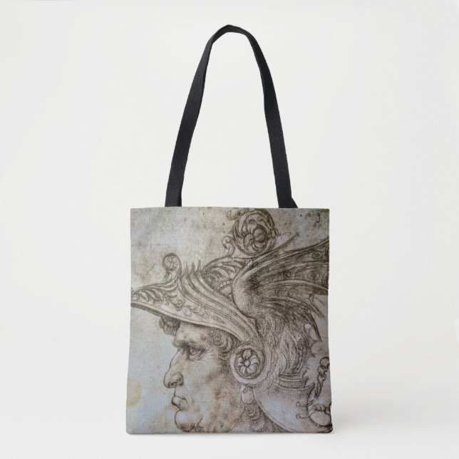 Bolso De Tela Leonardo’s Helmeted Warrior (Anverso)