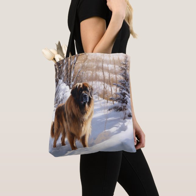 Bolso De Tela Leonberger Let It Snow Navidades (Detalle)