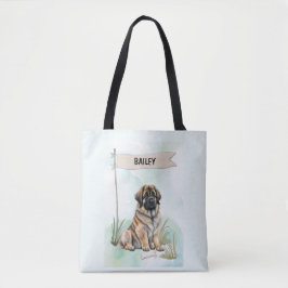 Bolso De Tela Leonberger Watercolor Personalized Dog