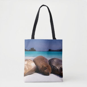 Bolso De Tela Leones marinos que duermen en la playa el  