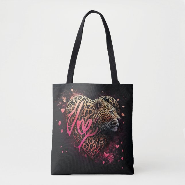 Bolso De Tela Leopard Heart Love Graffiti Art                    (Anverso)