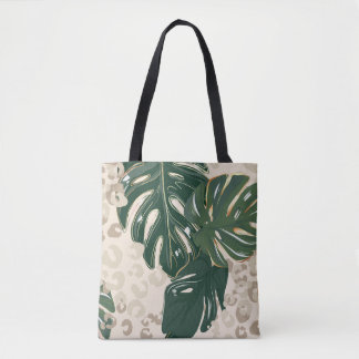 Bolso De Tela Leopard Monstera: Vintage de la jungla.