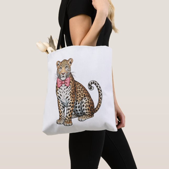 Bolso De Tela Leopard Pink Coquette Bow Girly Sublimation Art (Detalle)