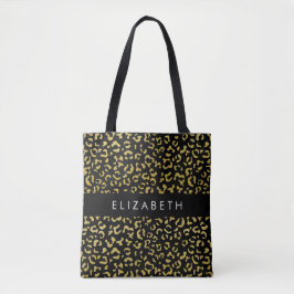 Bolso De Tela Leopard Print, Gold Leopard, Purpurina, tu nombre