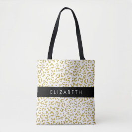Bolso De Tela Leopard Print, Gold Leopard, Purpurina, tu nombre