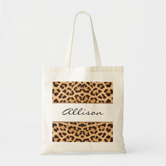 Bolso De Tela Leopard Print Script Personalizado Tote Bag (Frente)
