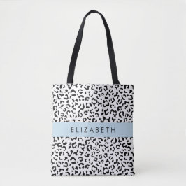 Bolso De Tela Leopard Print, Spots, Black And White, Tu Nombre