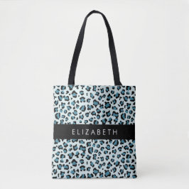 Bolso De Tela Leopard Print, Spots, Blue Leopard, tu nombre