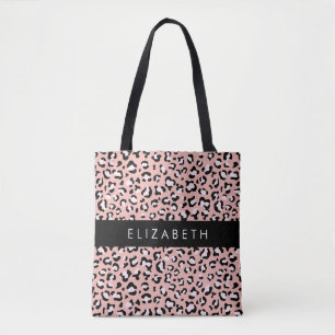 Bolso De Tela Leopard Print, Spots, Pink Leopard, Tu Nombre