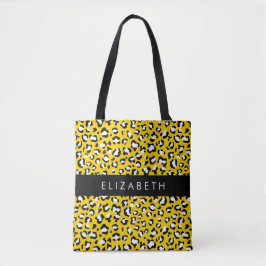 Bolso De Tela Leopard Print, Spots, Yellow Leopard, tu nombre