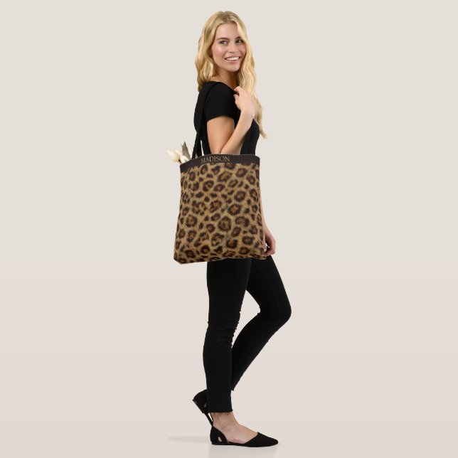 Bolso De Tela Leopard Print Tote with Custom Name (Puesto)
