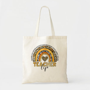 Bolso De Tela Leopard Rainbow Teacher Life Teacher Day