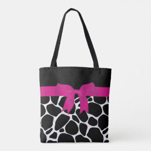 Bolso De Tela Leopardo blanco negro moderno Imprimir cinta rosad