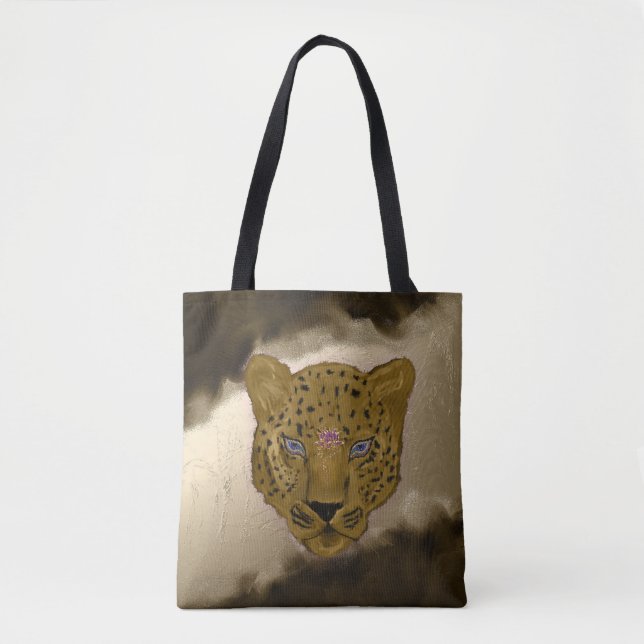 Bolso De Tela Leopardo con Geode Marrón (Anverso)