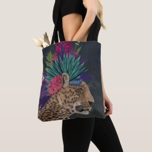 Bolso De Tela Leopardo con la cabeza tropical