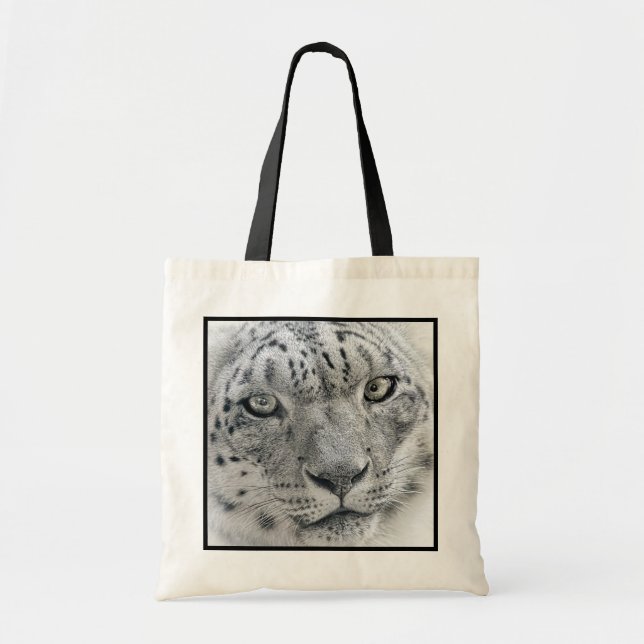 Bolso De Tela Leopardo de la nieve blanca exótica (Frente)