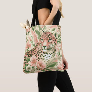 Bolso De Tela Leopardo de la selva floral vintage