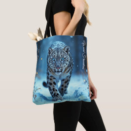 Bolso De Tela Leopardo de las nieves salvaje caminando helado en