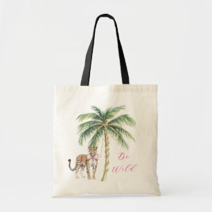 Bolso De Tela Leopardo de las palmas de oro de las plazas rosada