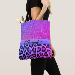 Bolso De Tela Leopardo de los glamares rosado y morado caliente