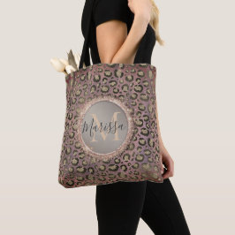 Bolso De Tela Leopardo de Moda Purpurinoso monograma