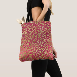 Bolso De Tela Leopardo de oro rojo