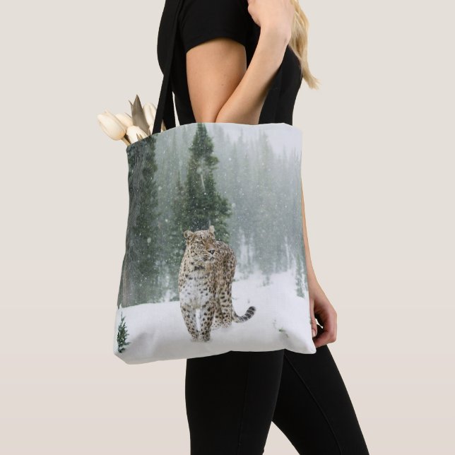 Bolso De Tela Leopardo en la nieve (Detalle)