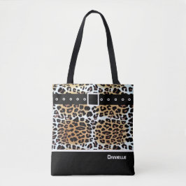 Bolso De Tela Leopardo negro blanco y marrón personalizado