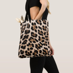 Bolso De Tela Leopardo negro cremoso