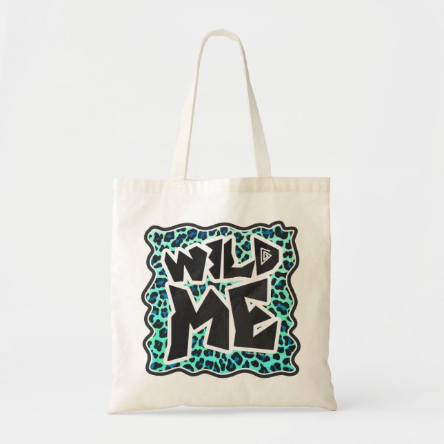 Bolso De Tela Leopardo negro e impresión Verde azulada (Frente)