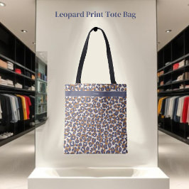 Bolso De Tela Leopardo Print-Blue Brown