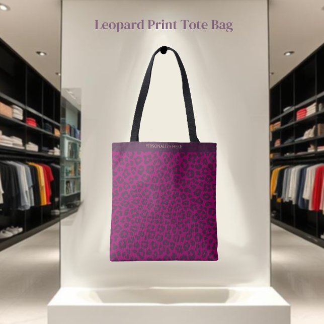 Bolso De Tela Leopardo Print-Magenta- (Leopard Print-Magenta- Tote Bag)