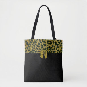 Bolso De Tela Leopardo Print y Jeweld Bow