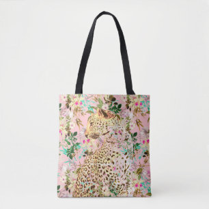 Bolso De Tela Leopardo tropical impreso floral hawaiano