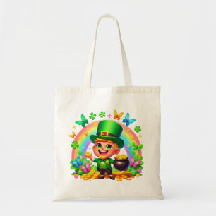 Bolso De Tela Leprechaun arcoiris con oro