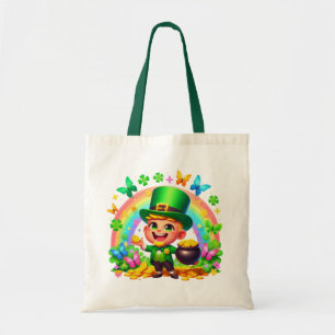 Bolso De Tela Leprechaun arcoiris con oro