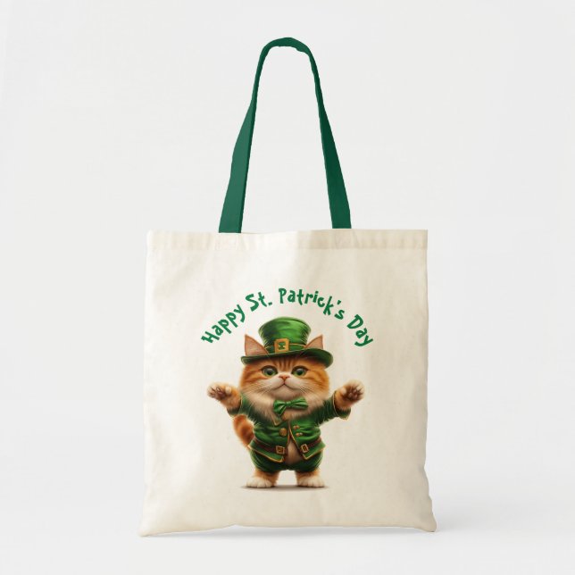 Bolso De Tela Leprechaun Cat St. Patrick's Day Sweatshirt - Cute (Frente)