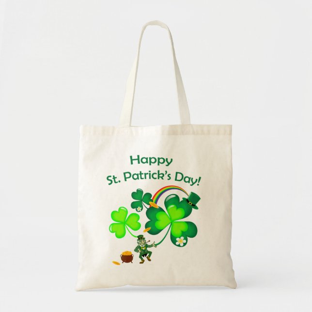 Bolso De Tela Leprechaun y Shamrock (Frente)