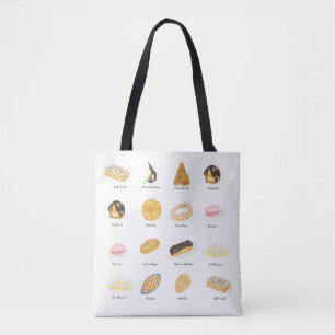 Bolso De Tela Les Pâtisserie Françaises acuarela